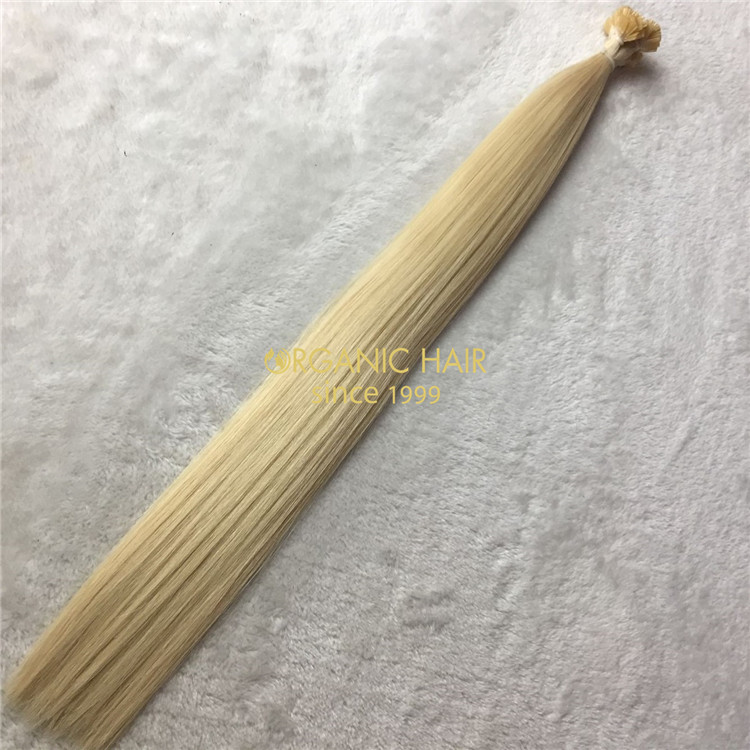 Blonde human keratin flat tip hair extensions X128